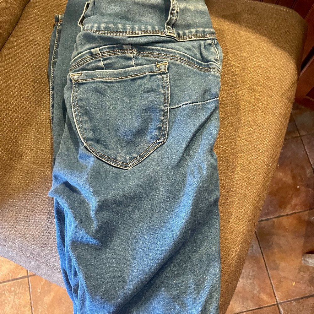 Wax Jeans Butt I Love You WAX Skinny Leg Button Push Up Medium Wash Jeans 0